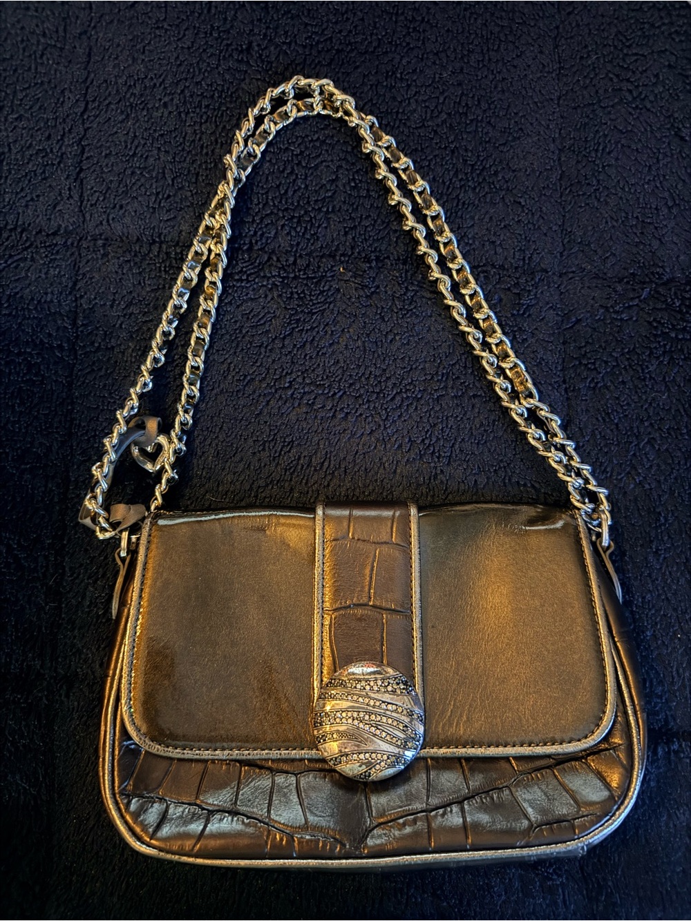 Brighton Women's Metallic Bronze Chain Shoulder Bag w/ Crystal Accents w/ dust b
